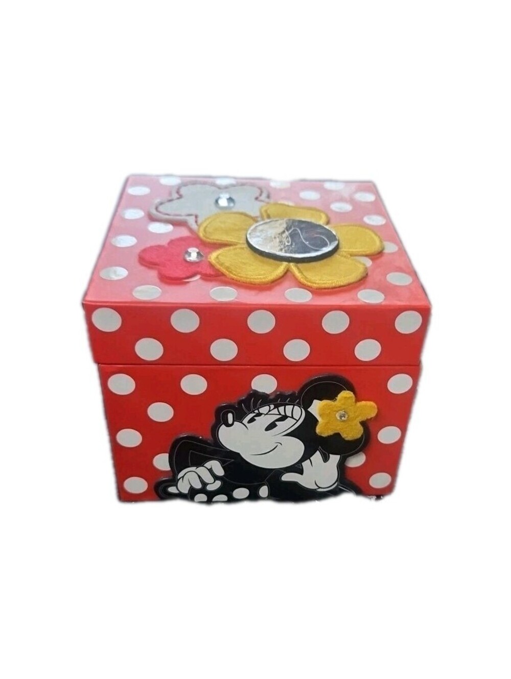 Disney Parks Shanghai Minnie Mouse Jewelry Box Red Black Polka Dots Flower